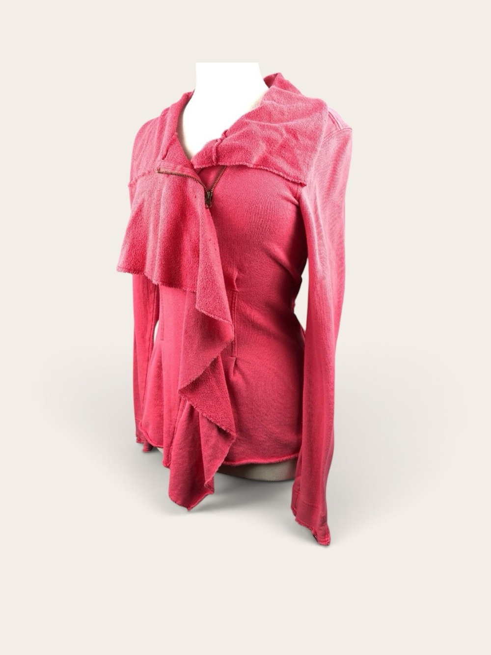 We The Free Coral Pink Ruffle-Front Cardigan size medium